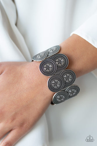 Flirtatious Florals- Silver Bracelet- Paparazzi Accessories