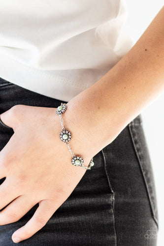 Garden Flower- Green and Silver Bracelet- Paparazzi Accessories