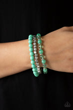 Load image into Gallery viewer, Globetrotter Glam- Green and Silver Bracelets- Paparazzi Accessories
