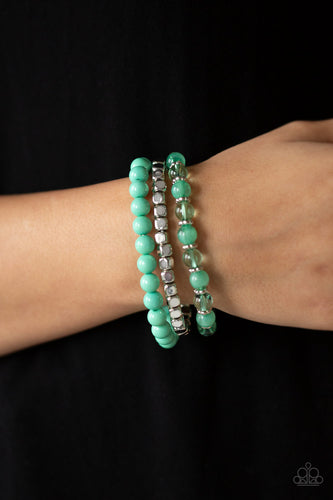 Globetrotter Glam- Green and Silver Bracelets- Paparazzi Accessories