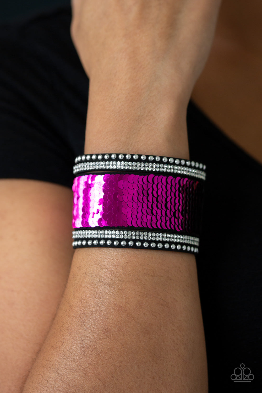 MERMAIDS Have More Fun- Pink and Black Wrap Bracelet- Paparazzi Accessories
