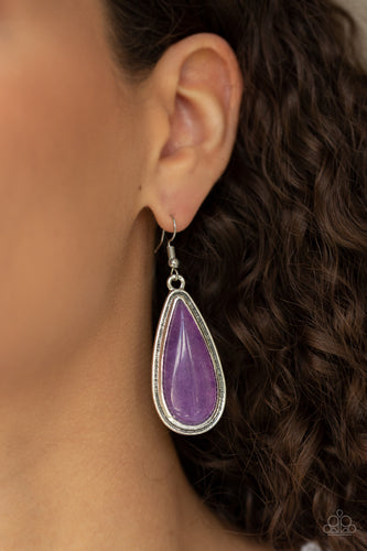 Oasis Sheen- Purple and Silver Earrings- Paparazzi Accessories