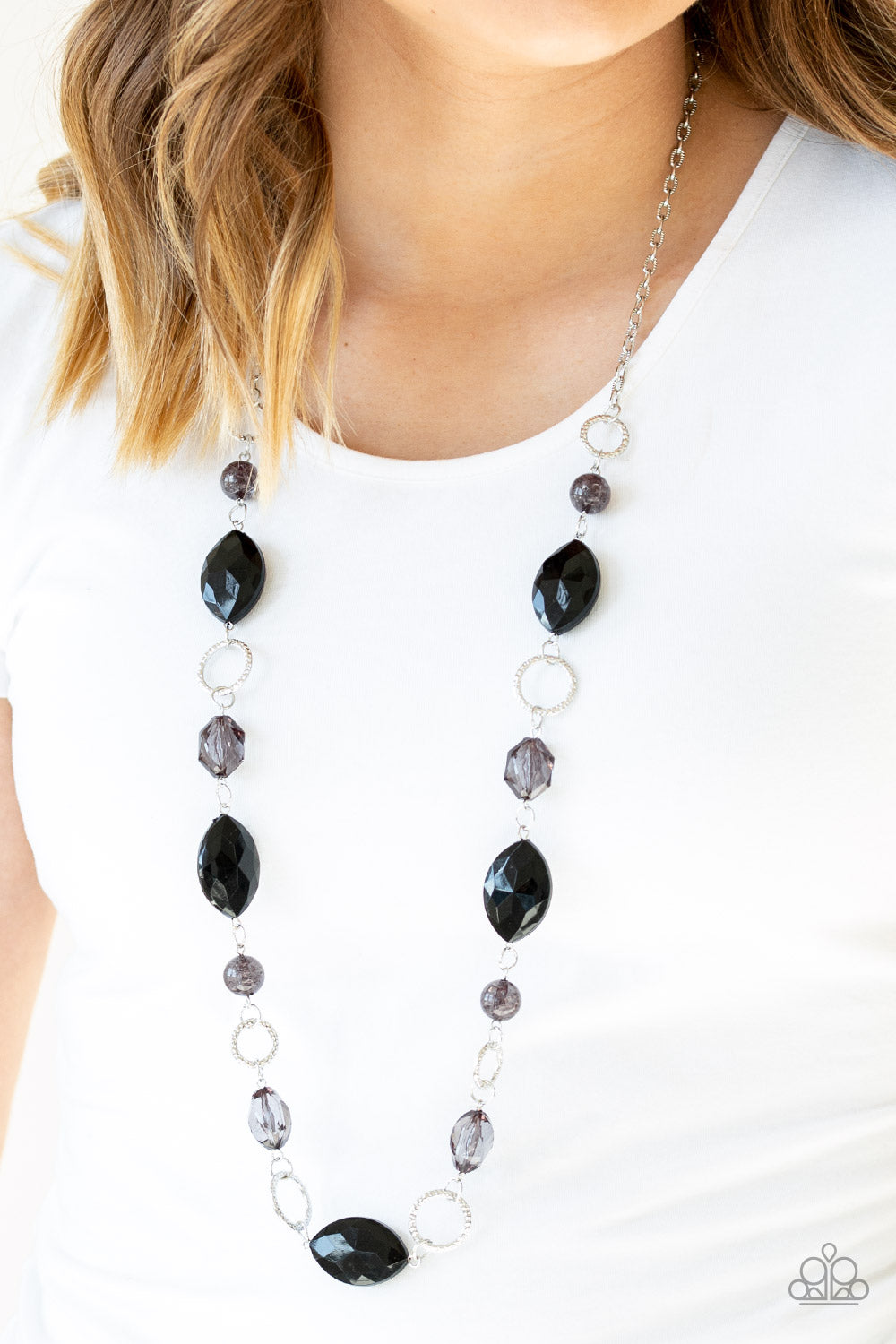 Shimmer Simmer- Black and Silver Necklace- Paparazzi Accessories