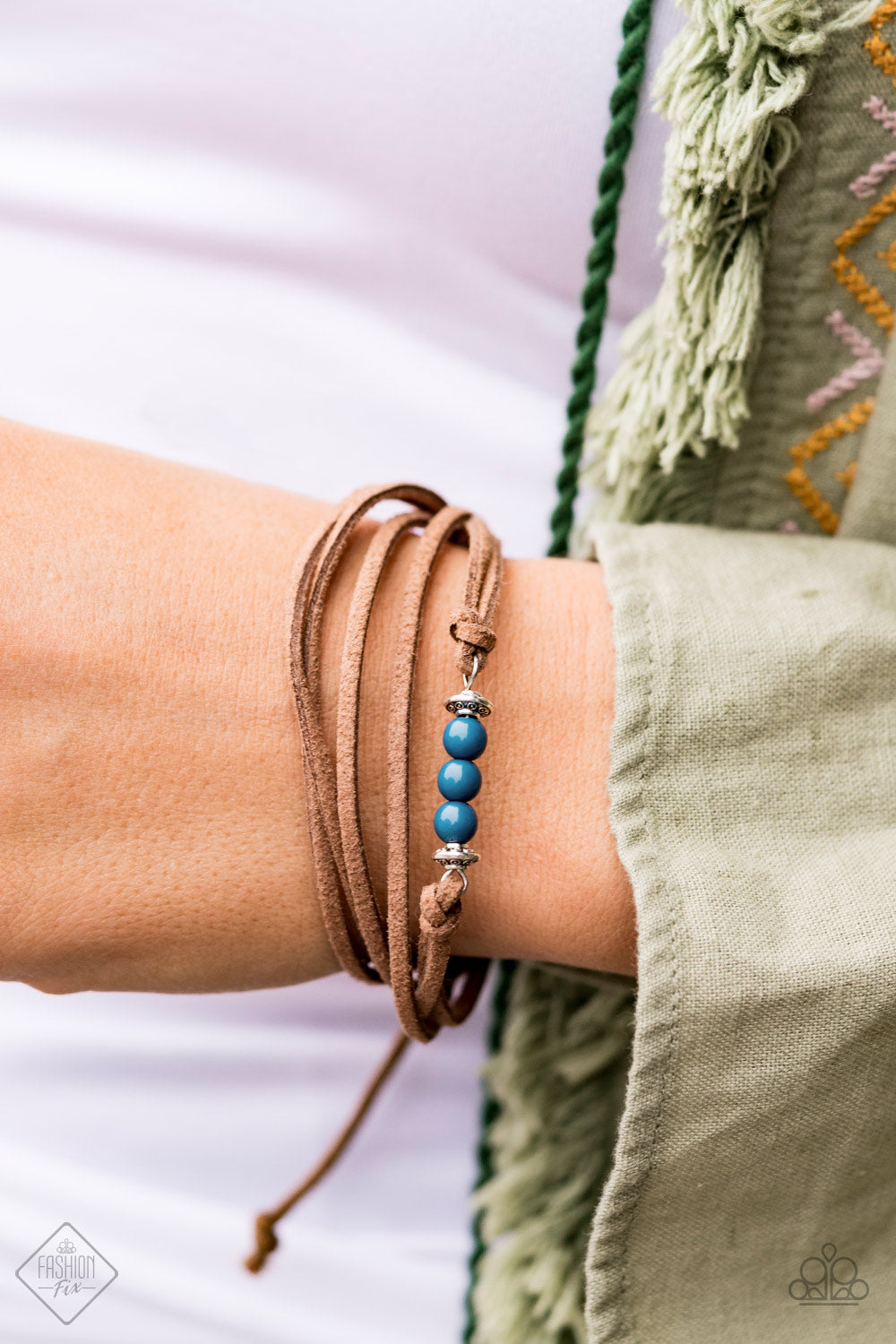 Always Up For Adventure Blue and Brown Suede Bracelet- Paparazzi Accessories