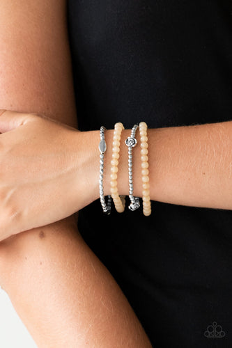 Blooming Buttercups - Brown and Silver Bracelets- Paparazzi Accessories