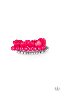 Color Venture- Pink and Silver Bracelets- Paparazzi Accessories