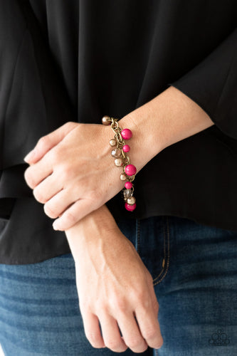 Grit and Glamour- Pink and Brass Bracelet- Paparazzi Accessories