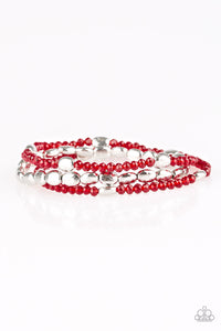 Hello Beautiful- Red and Silver Bracelets- Paparazzi Accessories