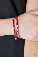 Load image into Gallery viewer, Hello Beautiful- Red and Silver Bracelets- Paparazzi Accessories
