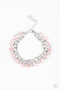 Life Of The Block Party- Pink and Silver Bracelet- Paparazzi Accessories