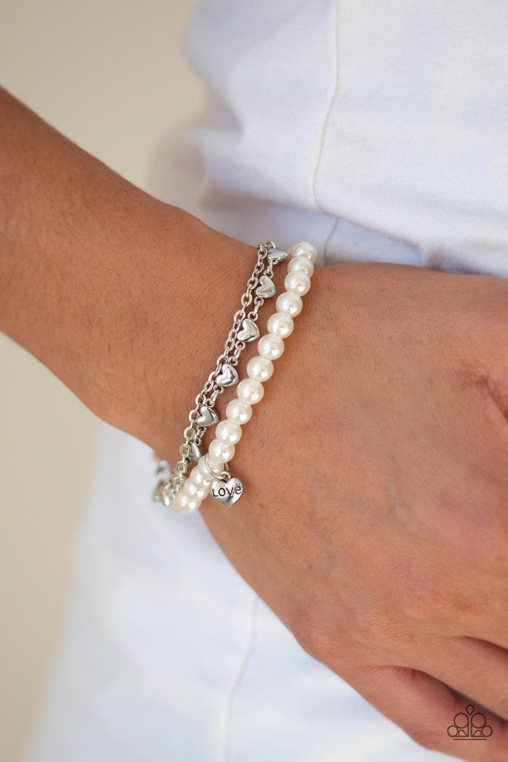 Love Like You Mean It- White and Silver Bracelet- Paparazzi Accessories