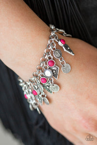 Triassic Trade Route- Pink and Silver Bracelet- Paparazzi Accessories