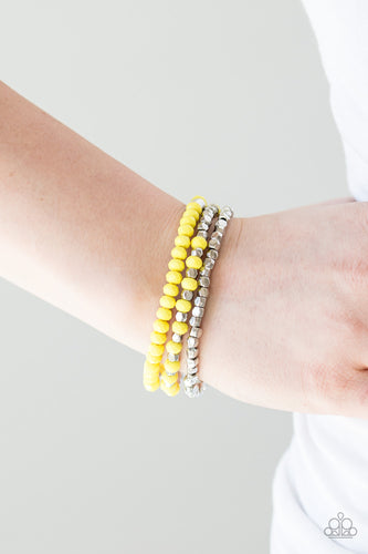 Very Vivacious- Yellow and Silver Bracelet- Paparazzi Accessories