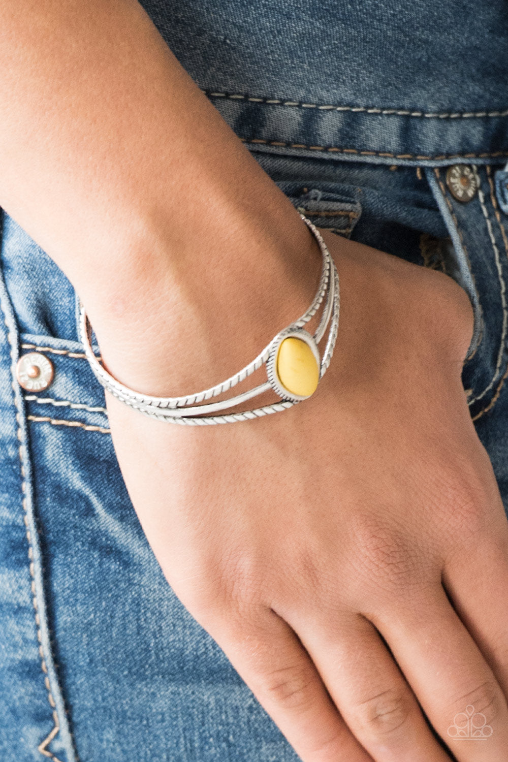 Western Wanderer- Yellow and Silver Bracelet- Paparazzi Accessories