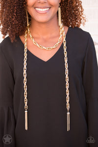 SCARFED For Attention- Gold Necklace- Paparazzi Accessories