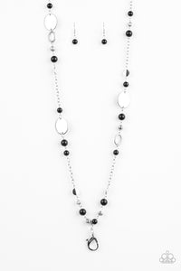 Serenely Springtime- Black and Silver Lanyard- Paparazzi Accessories