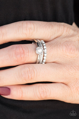 STAR Raving Mad!- White and Silver Ring- Paparazzi Accessories