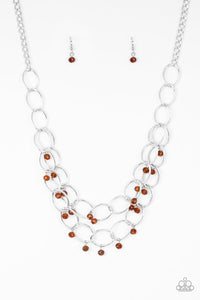Yacht Tour- Brown and Silver Necklace- Paparazzi Accessories
