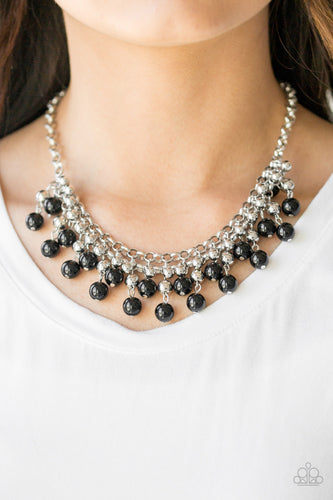 Friday Night Fringe- Black and Silver Necklace- Paparazzi Accessories