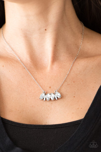 Deco Decadence- White and Silver Necklace- Paparazzi Accessories