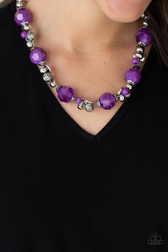 Vidi Vici VACATION- Purple and Silver Necklace- Paparazzi Accessories