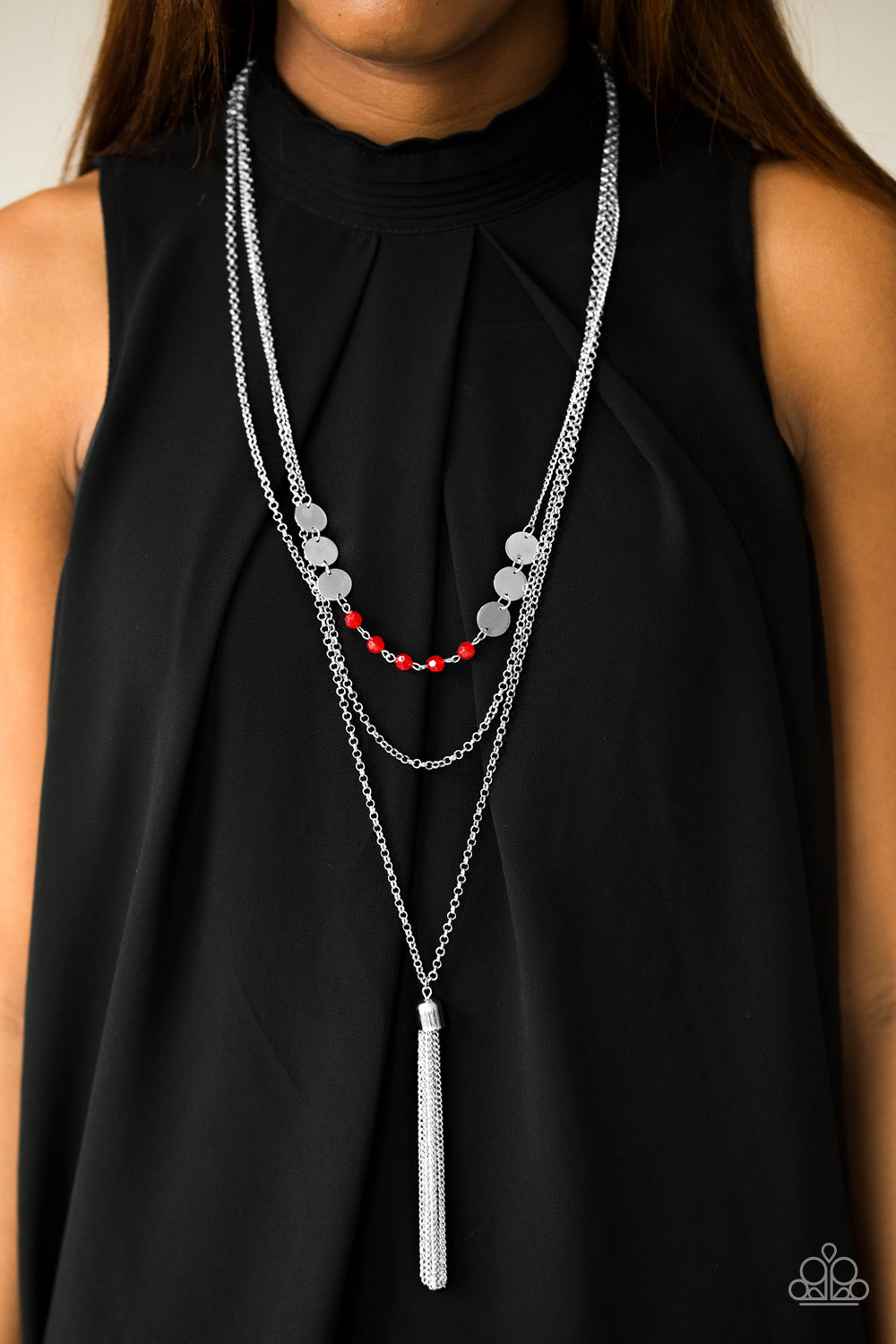 Celebration of Chic- Red and Silver Necklace- Paparazzi Accessories