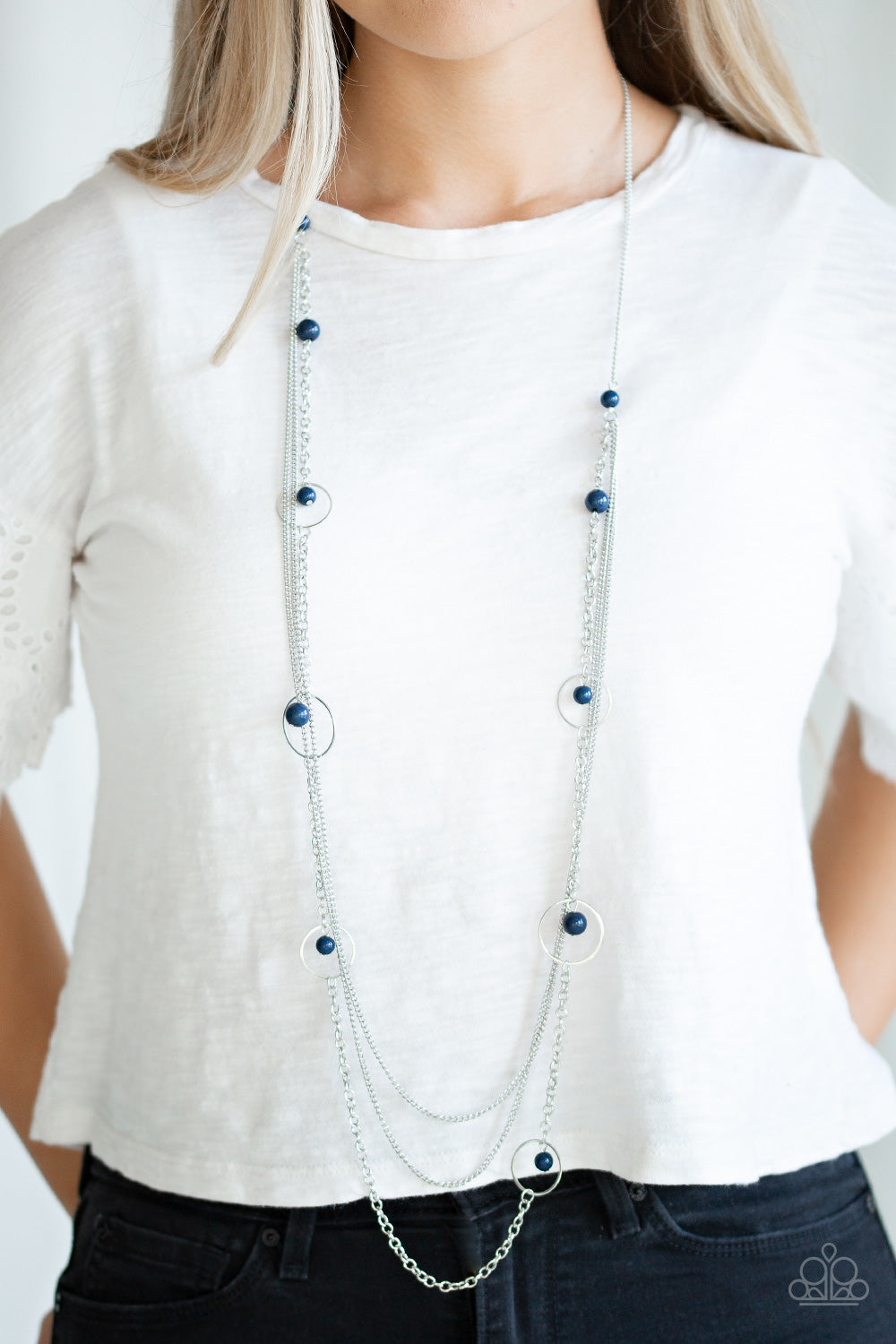 Collectively Carefree- Blue and Silver Necklace- Paparazzi Accessories