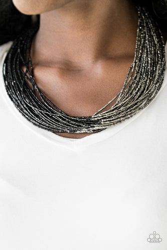 Flashy Fashion- Black and Silver Necklace- Paparazzi Accessories