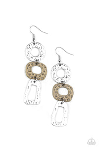 Prehistoric Prowl- Brass and Silver Earrings- Paparazzi Accessories