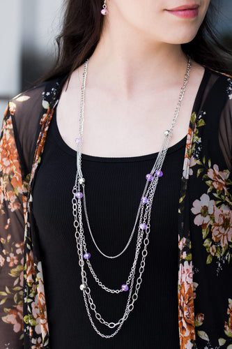 Glamour Grotto- Purple and Silver Necklace- Paparazzi Accessories