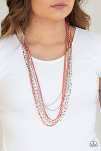 Industrial Vibrance- Orange and Silver Necklace- Paparazzi Accessories