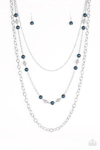 Classical Cadence- Blue and Silver Necklace-  Paparazzi Accessories