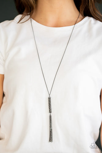 Towering Twinkle- Black Gunmetal Necklace- Paparazzi Accessories