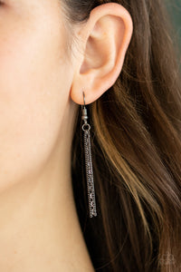 Towering Twinkle- Black Gunmetal Necklace- Paparazzi Accessories