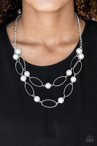 Best Of Both POSH-ible Worlds- White and Silver Necklace- Paparazzi Accessories