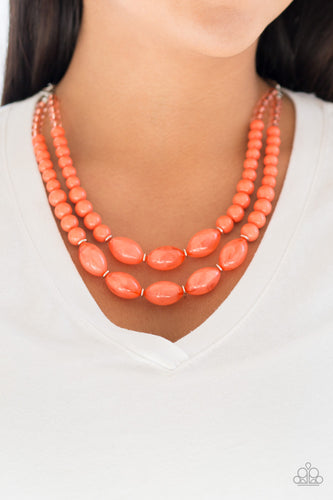 Sundae Shoppe- Orange and Silver Necklace- Paparazzi Accessories
