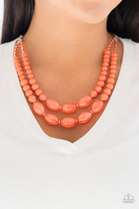 Sundae Shoppe- Orange and Silver Necklace- Paparazzi Accessories