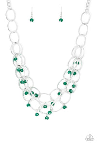 Yacht Tour- Green and Silver Necklace- Paparazzi Accessories