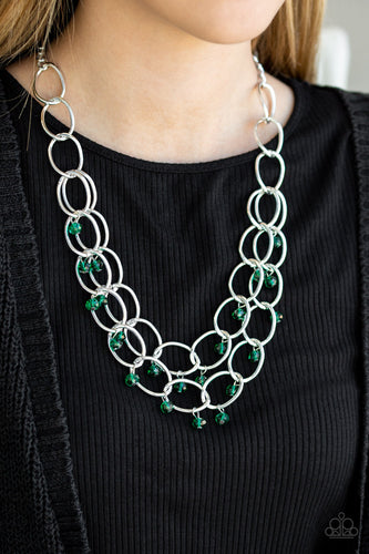 Yacht Tour- Green and Silver Necklace- Paparazzi Accessories