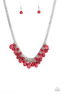 5th Avenue Flirtation- Red and Silver Necklace- Paparazzi Accessories
