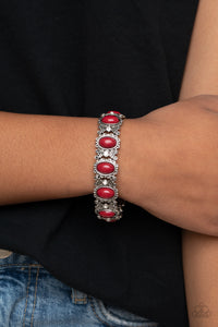 A Piece Of Cake- Red and Silver Bracelet- Paparazzi Accessories