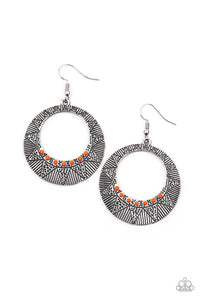 Adobe Dusk- Orange and Silver Earrings- Paparazzi Accessories