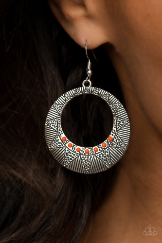 Adobe Dusk- Orange and Silver Earrings- Paparazzi Accessories