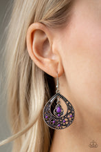 Load image into Gallery viewer, All-Girl Glow- Purple and Silver Earrings- Paparazzi Accessories