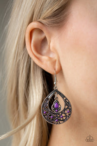 All-Girl Glow- Purple and Silver Earrings- Paparazzi Accessories