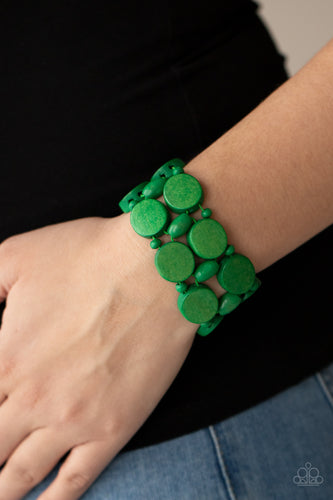 Beach Bravado- Green Bracelet- Paparazzi Accessories