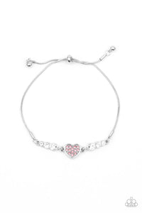 Big-Hearted Beam- Pink and White Bracelet- Paparazzi Accessories