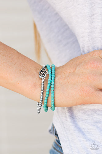 Collect Moments- Blue and Silver Bracelets- Paparazzi Accessories