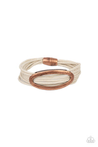 Corded Couture- White and Copper Bracelet- Paparazzi Accessories