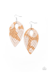 Cork Cabana- White and Brown Earrings- Paparazzi Accessories
